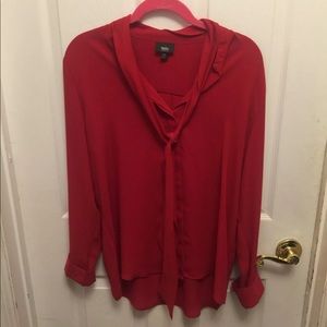 Mossimo Red Long Sleeve Blouse